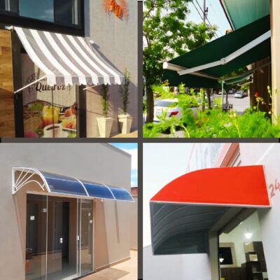 Toldo retrátil com braço para comércio