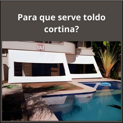 Toldo cortina instalado em uma área externa, oferecendo proteção contra sol e chuva.
